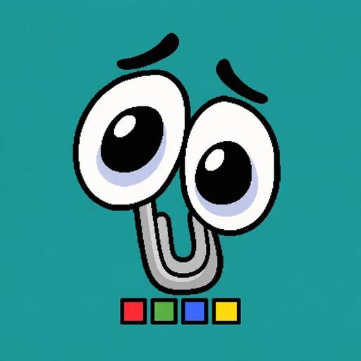 Wide-eyed, unhelpful paperclip